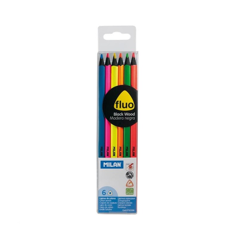 Crayon de couleur 6cl et 18cm fluorescente black wood Milan