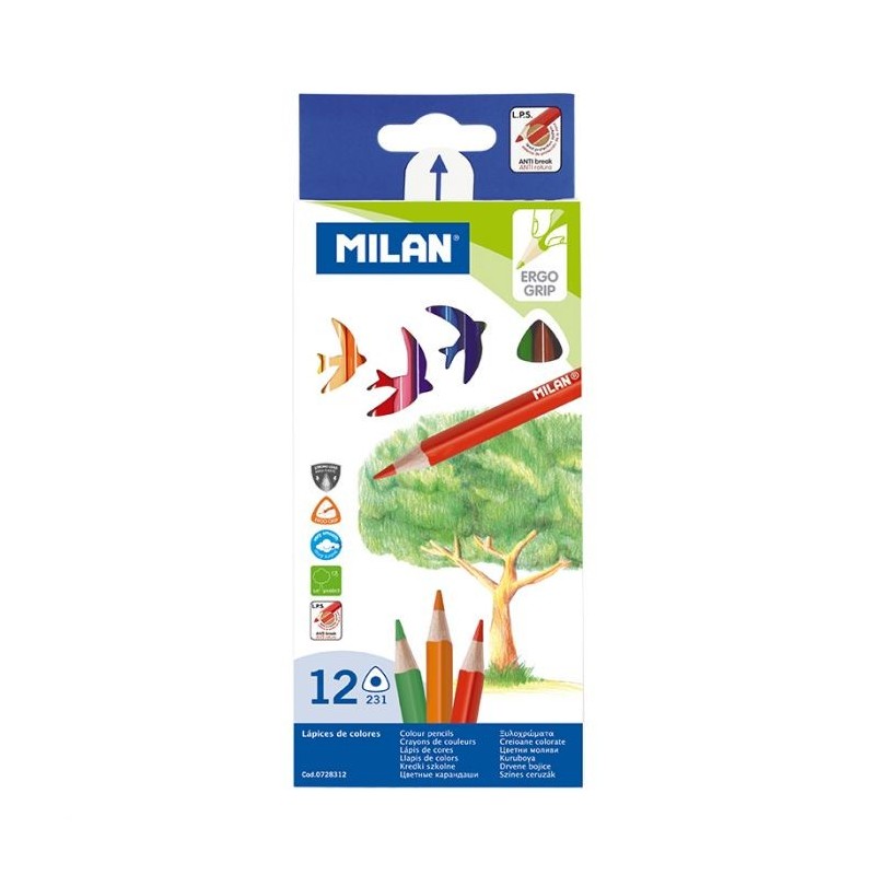 Crayon de couleur triangulaire 18cm et 12cl MILAN