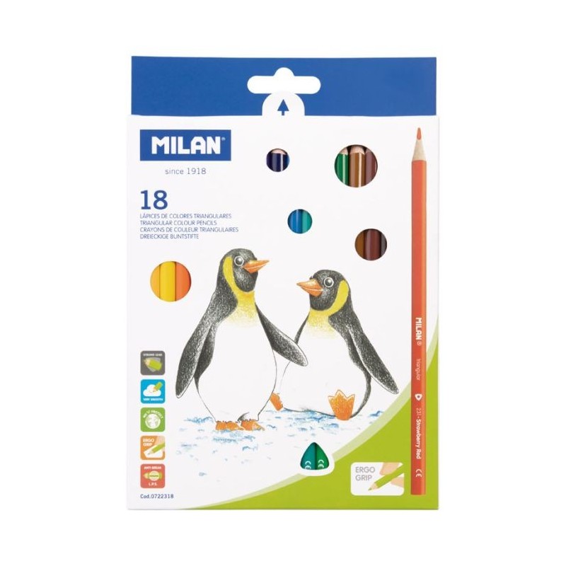 Crayon de couleur 18cm et 18cl triangulaires 231 Milan