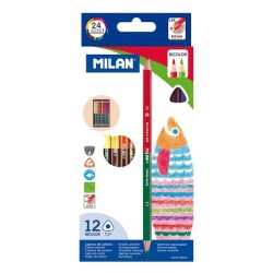 Crayon de couleur 18cm et 12 Bicolores MILAN