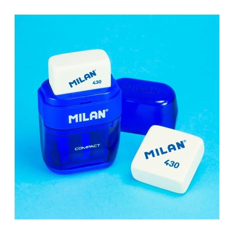 Taille crayon 2 trous + gomme Compact translucide Milan