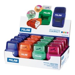 Taille crayon 2 trous + gomme Compact translucide Milan