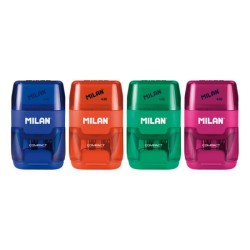 Taille crayon 2 trous + gomme Compact translucide Milan